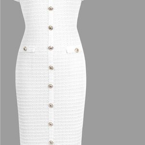 Elegant White Button-Down Dress